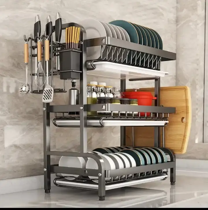 3-Tier High Quality Carbon Steel Dish Rack