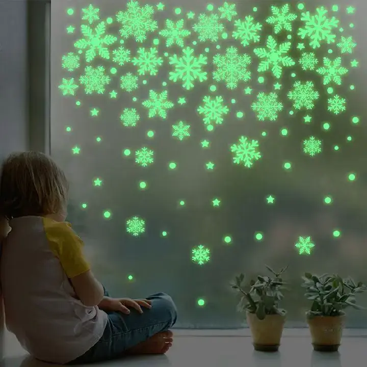 3D Home decoration wall decoration glowing snowflake wall stickers — image 2