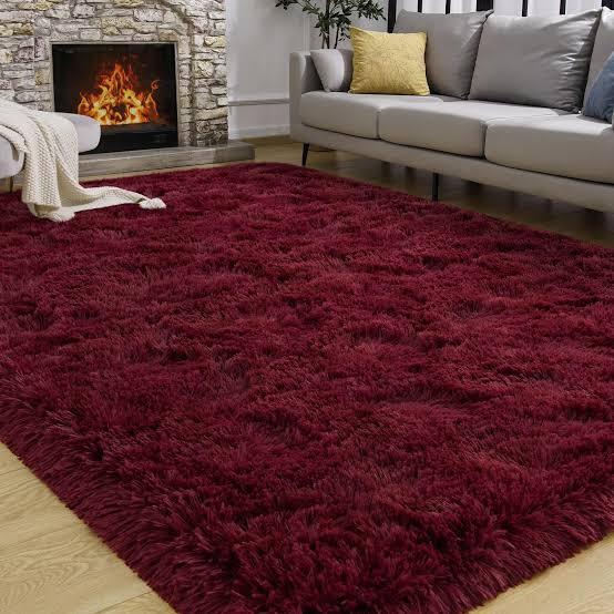Maroon Fluffy Carpet